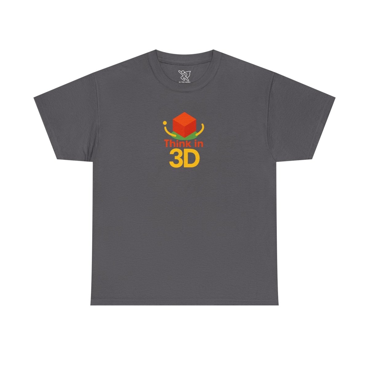 "Think in 3D" Graphic Cotton Tee, Fun T-Shirt Gift, Educational Apparel, Unisex Casual Wear, Creative Gift Idea CW - 1 Orange - AI Tee Hero