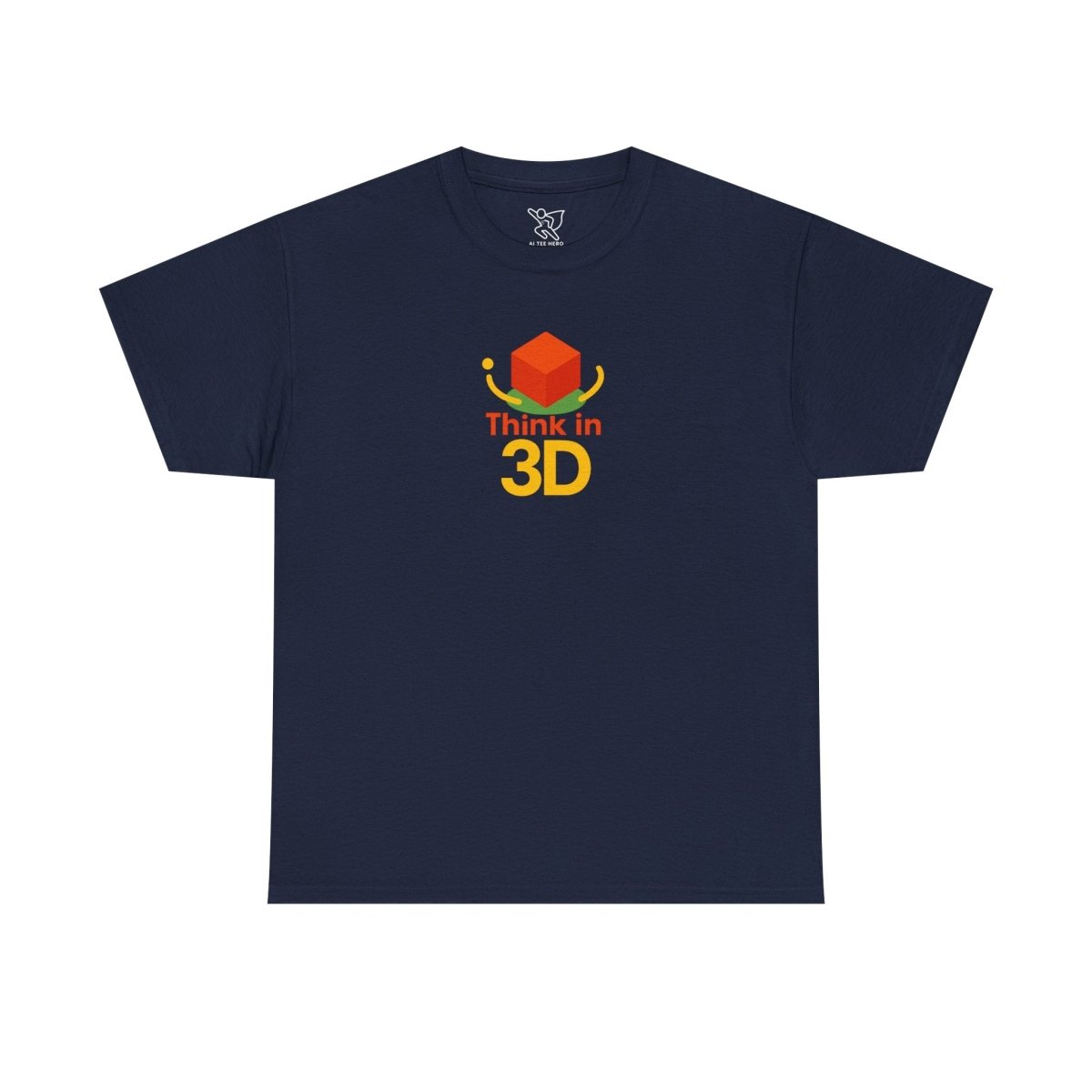 "Think in 3D" Graphic Cotton Tee, Fun T-Shirt Gift, Educational Apparel, Unisex Casual Wear, Creative Gift Idea CW - 1 Orange - AI Tee Hero