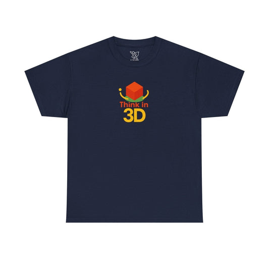 "Think in 3D" Graphic Cotton Tee, Fun T-Shirt Gift, Educational Apparel, Unisex Casual Wear, Creative Gift Idea CW - 1 Orange - AI Tee Hero