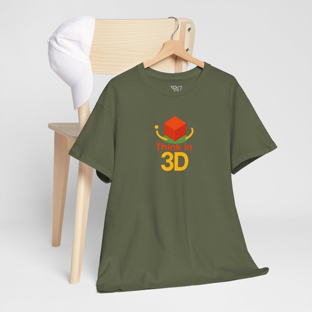 "Think in 3D" Graphic Cotton Tee, Fun T-Shirt Gift, Educational Apparel, Unisex Casual Wear, Creative Gift Idea CW - 1 Orange - AI Tee Hero