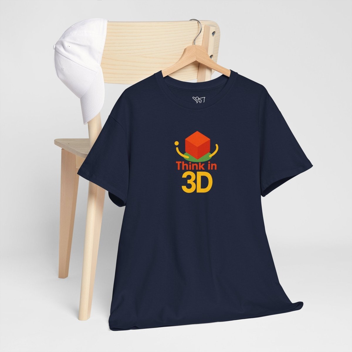 "Think in 3D" Graphic Cotton Tee, Fun T-Shirt Gift, Educational Apparel, Unisex Casual Wear, Creative Gift Idea CW - 1 Orange - AI Tee Hero