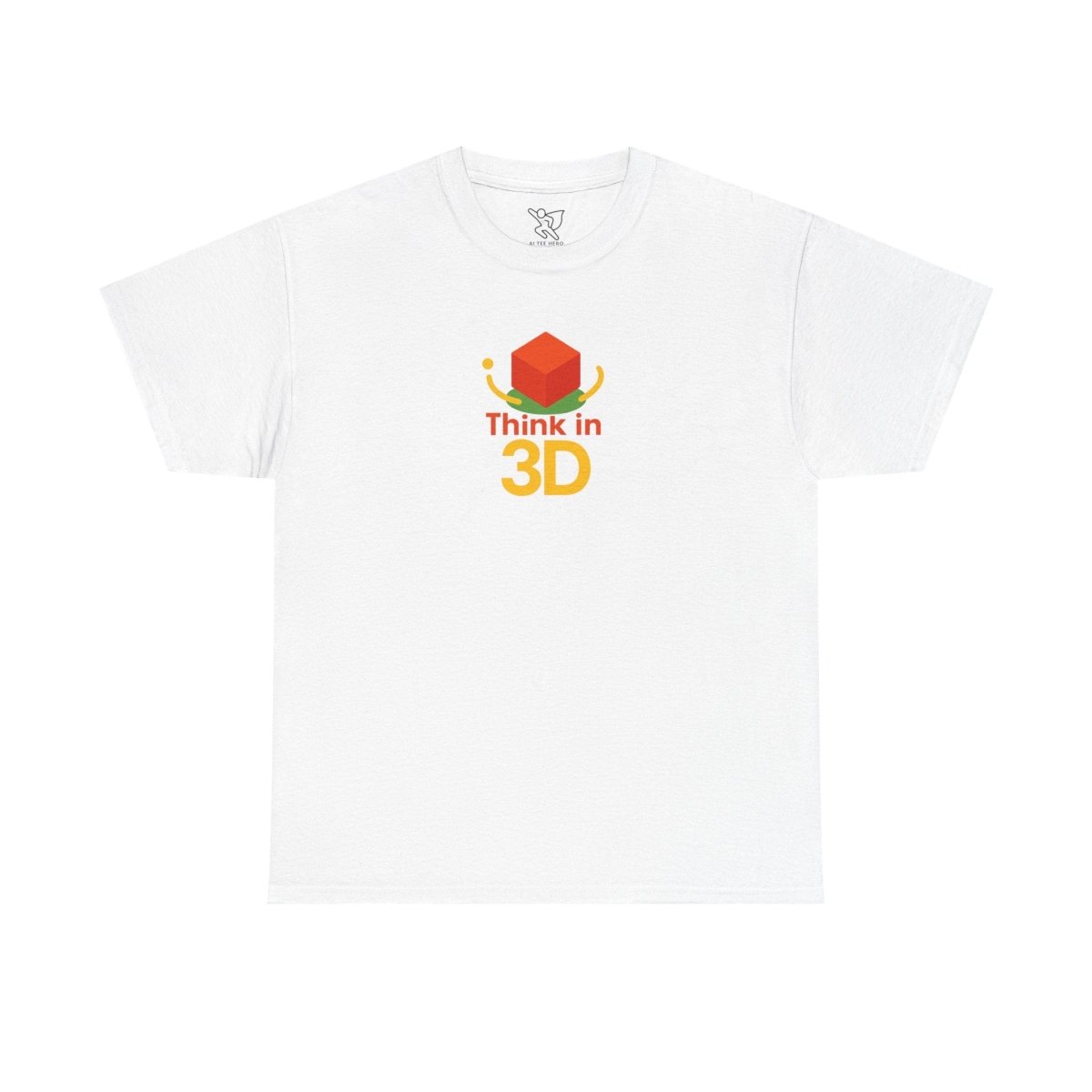 "Think in 3D" Graphic Cotton Tee, Fun T-Shirt Gift, Educational Apparel, Unisex Casual Wear, Creative Gift Idea CW - 1 Orange - AI Tee Hero