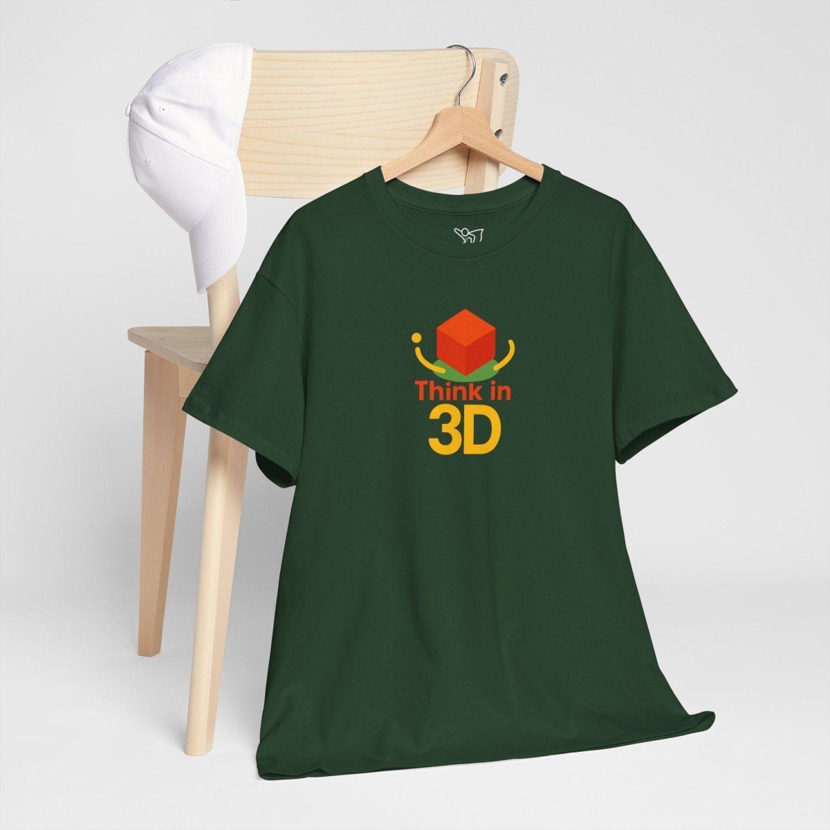 "Think in 3D" Graphic Cotton Tee, Fun T-Shirt Gift, Educational Apparel, Unisex Casual Wear, Creative Gift Idea CW - 1 Orange - AI Tee Hero