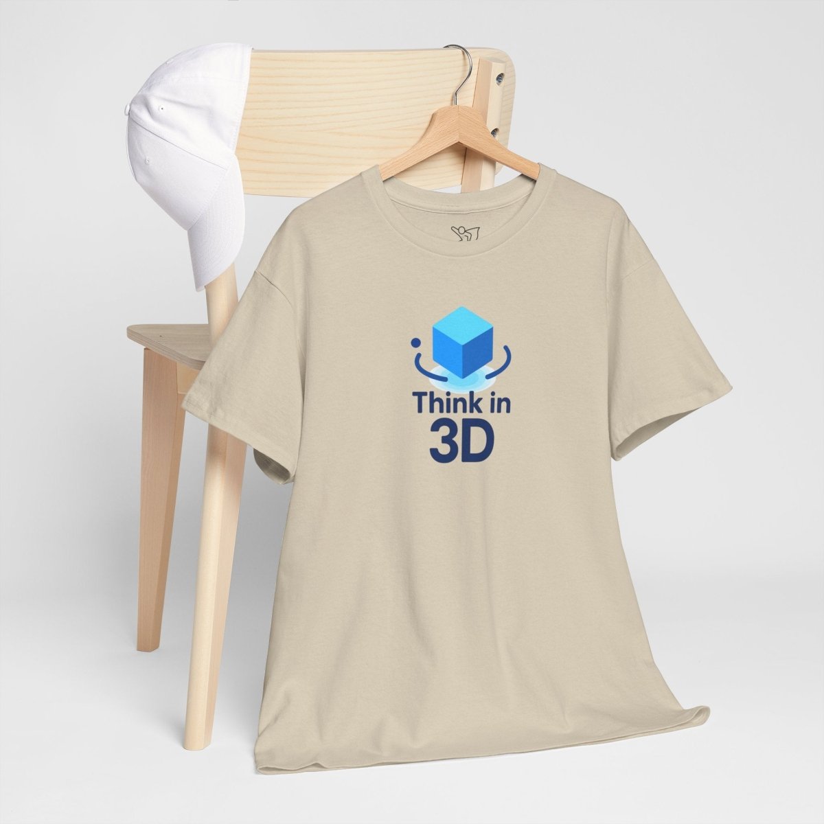 "Think in 3D" Graphic Cotton Tee, Fun T-Shirt Gift, Educational Apparel, Unisex Casual Wear, Creative Gift Idea CW - 2 Blue - AI Tee Hero