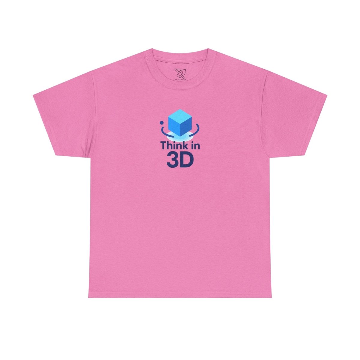 "Think in 3D" Graphic Cotton Tee, Fun T-Shirt Gift, Educational Apparel, Unisex Casual Wear, Creative Gift Idea CW - 2 Blue - AI Tee Hero