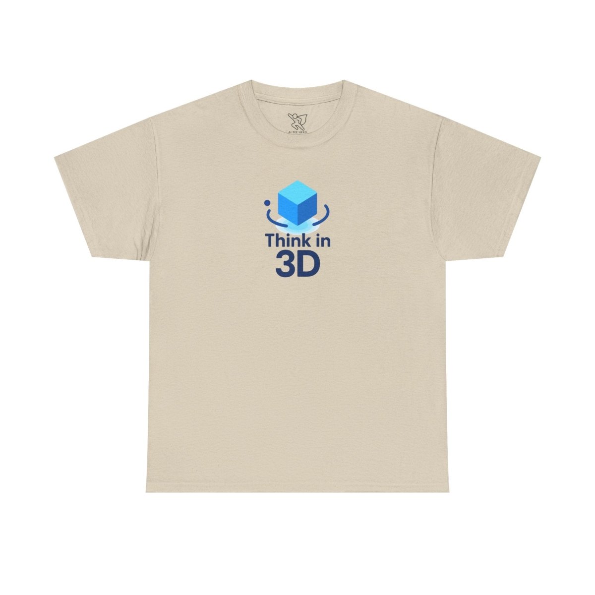 "Think in 3D" Graphic Cotton Tee, Fun T-Shirt Gift, Educational Apparel, Unisex Casual Wear, Creative Gift Idea CW - 2 Blue - AI Tee Hero