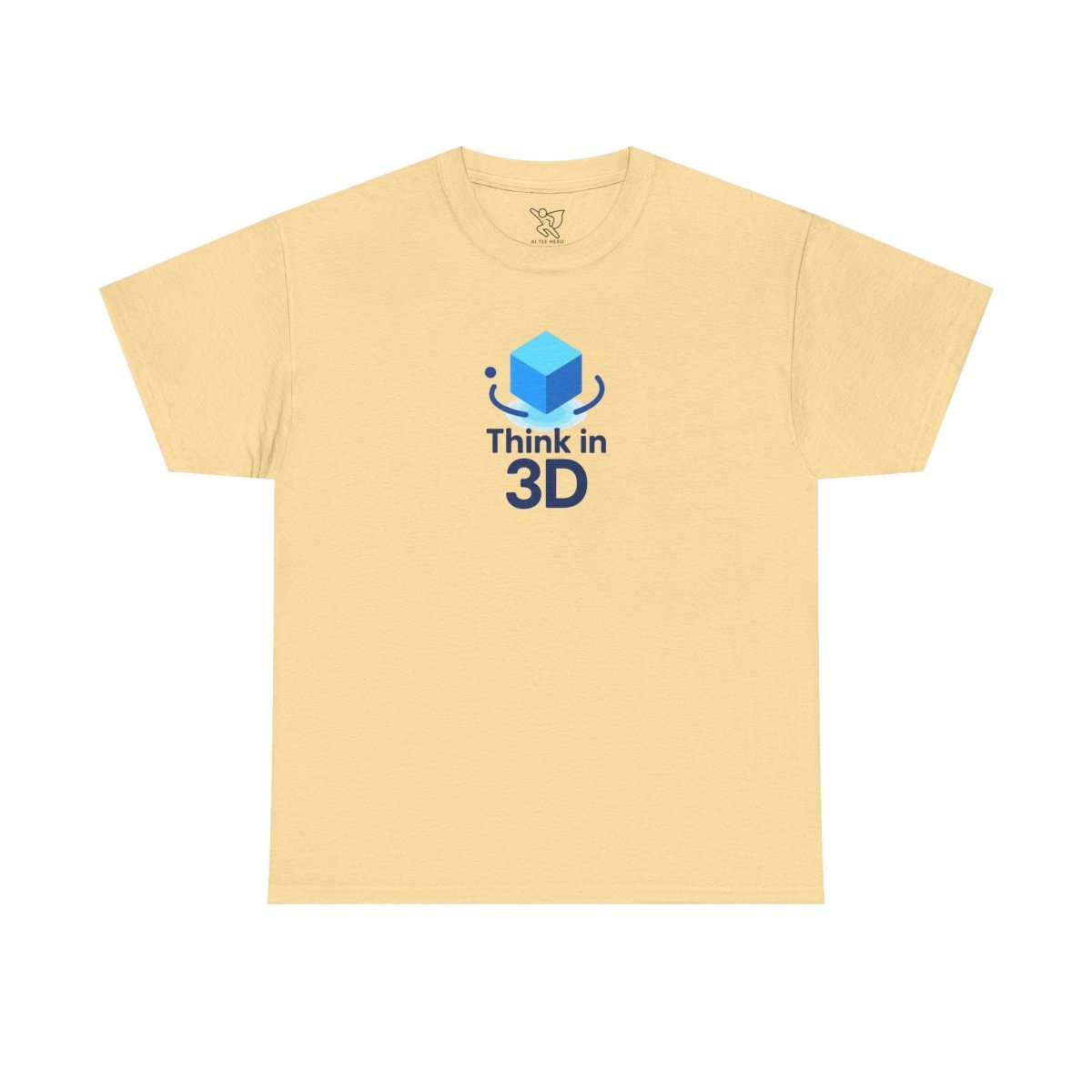 "Think in 3D" Graphic Cotton Tee, Fun T-Shirt Gift, Educational Apparel, Unisex Casual Wear, Creative Gift Idea CW - 2 Blue - AI Tee Hero
