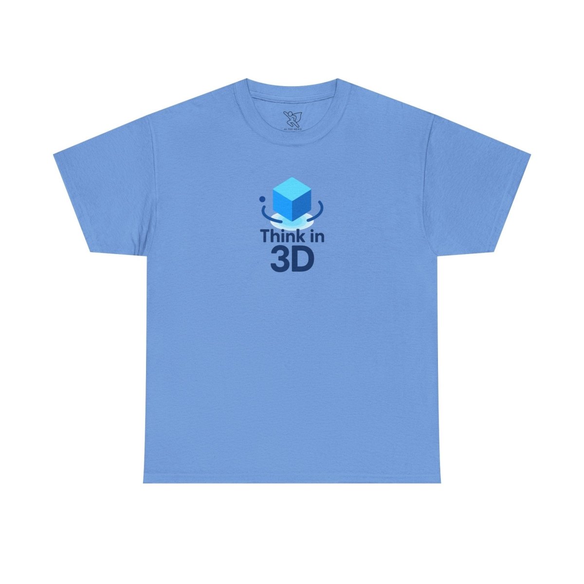 "Think in 3D" Graphic Cotton Tee, Fun T-Shirt Gift, Educational Apparel, Unisex Casual Wear, Creative Gift Idea CW - 2 Blue - AI Tee Hero