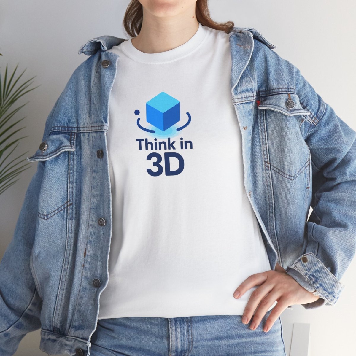 "Think in 3D" Graphic Cotton Tee, Fun T-Shirt Gift, Educational Apparel, Unisex Casual Wear, Creative Gift Idea CW - 2 Blue - AI Tee Hero