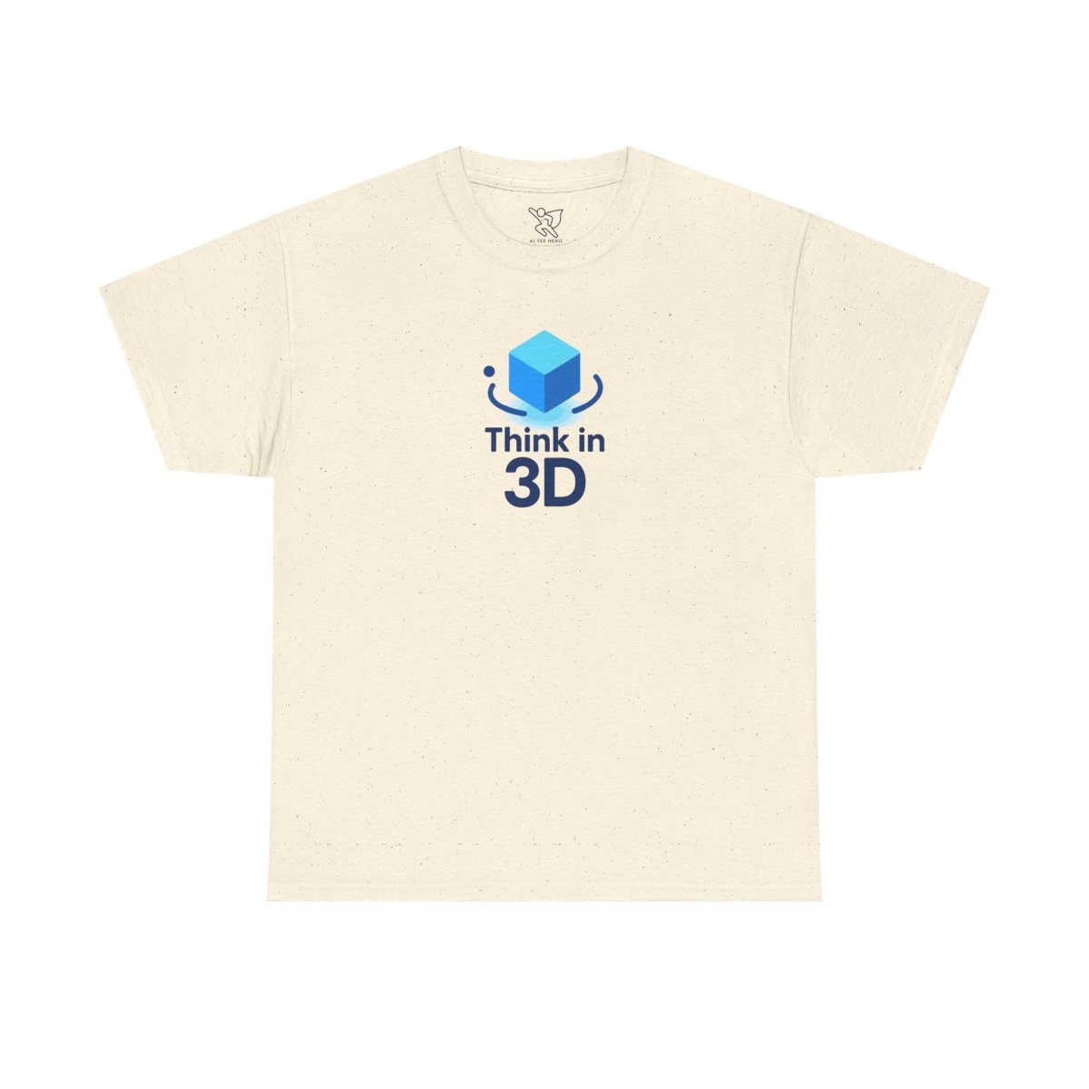 "Think in 3D" Graphic Cotton Tee, Fun T-Shirt Gift, Educational Apparel, Unisex Casual Wear, Creative Gift Idea CW - 2 Blue - AI Tee Hero