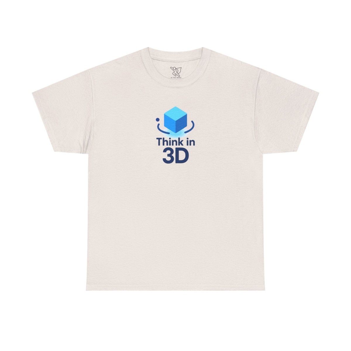 "Think in 3D" Graphic Cotton Tee, Fun T-Shirt Gift, Educational Apparel, Unisex Casual Wear, Creative Gift Idea CW - 2 Blue - AI Tee Hero