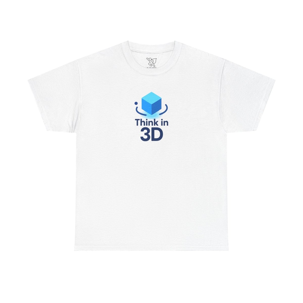 "Think in 3D" Graphic Cotton Tee, Fun T-Shirt Gift, Educational Apparel, Unisex Casual Wear, Creative Gift Idea CW - 2 Blue - AI Tee Hero