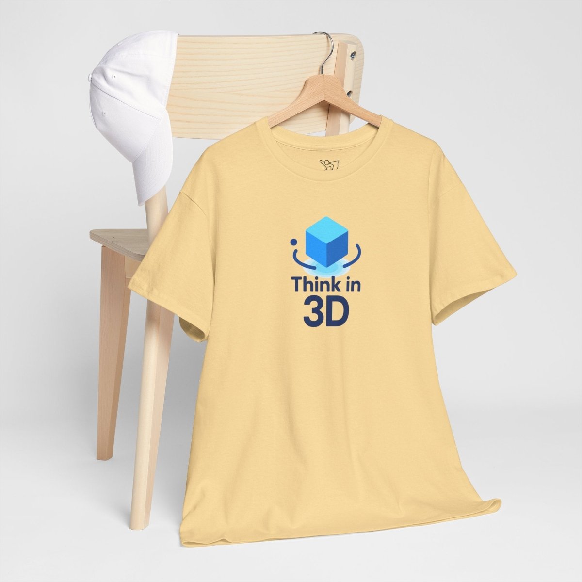 "Think in 3D" Graphic Cotton Tee, Fun T-Shirt Gift, Educational Apparel, Unisex Casual Wear, Creative Gift Idea CW - 2 Blue - AI Tee Hero