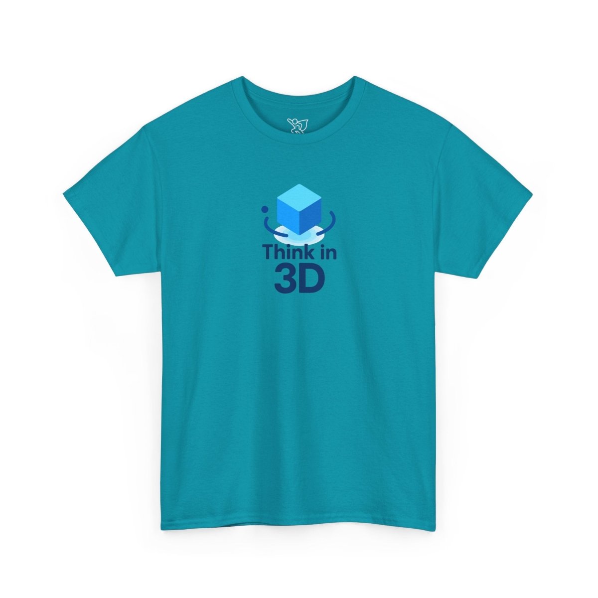 "Think in 3D" Graphic Cotton Tee, Fun T-Shirt Gift, Educational Apparel, Unisex Casual Wear, Creative Gift Idea CW - 2 Blue - AI Tee Hero