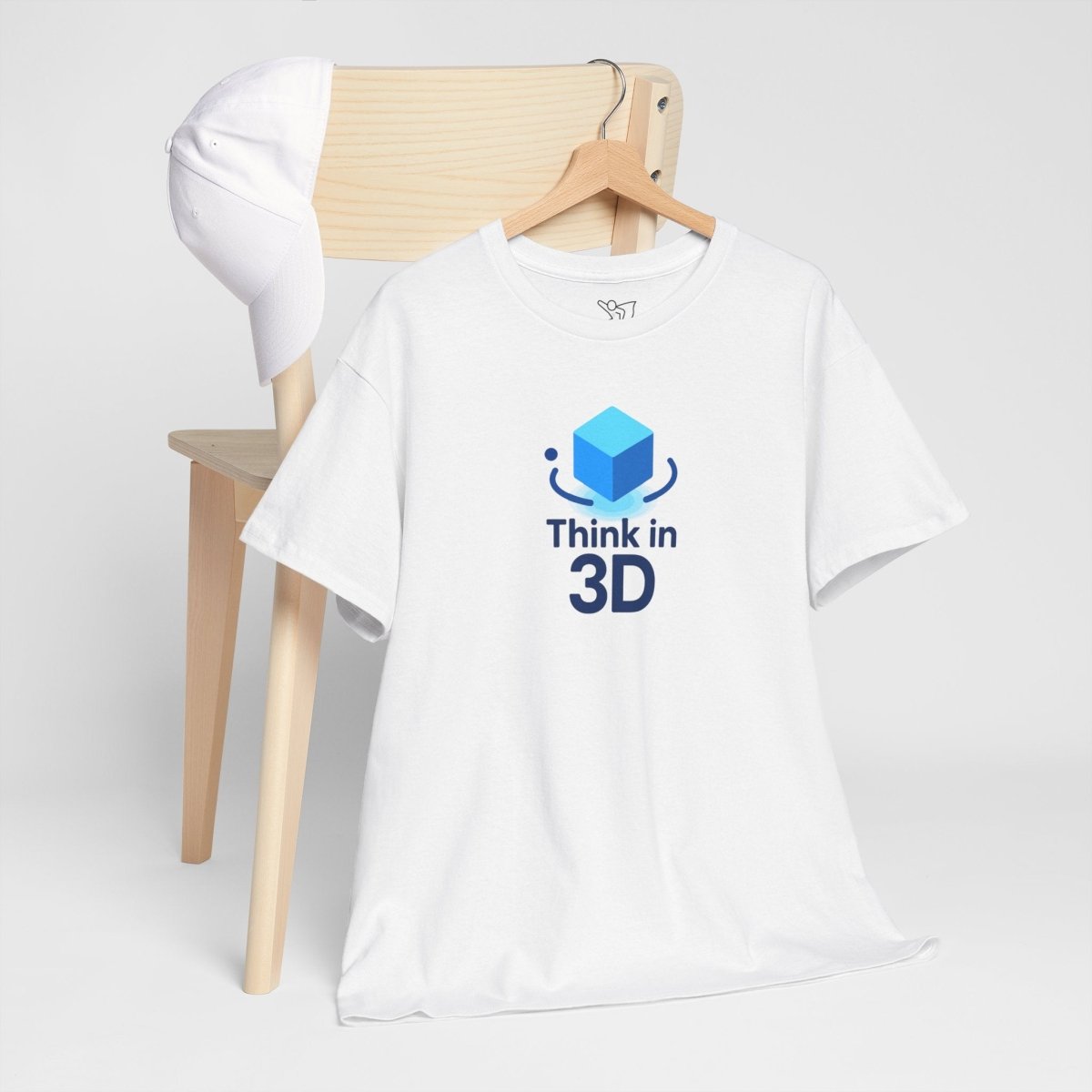 "Think in 3D" Graphic Cotton Tee, Fun T-Shirt Gift, Educational Apparel, Unisex Casual Wear, Creative Gift Idea CW - 2 Blue - AI Tee Hero