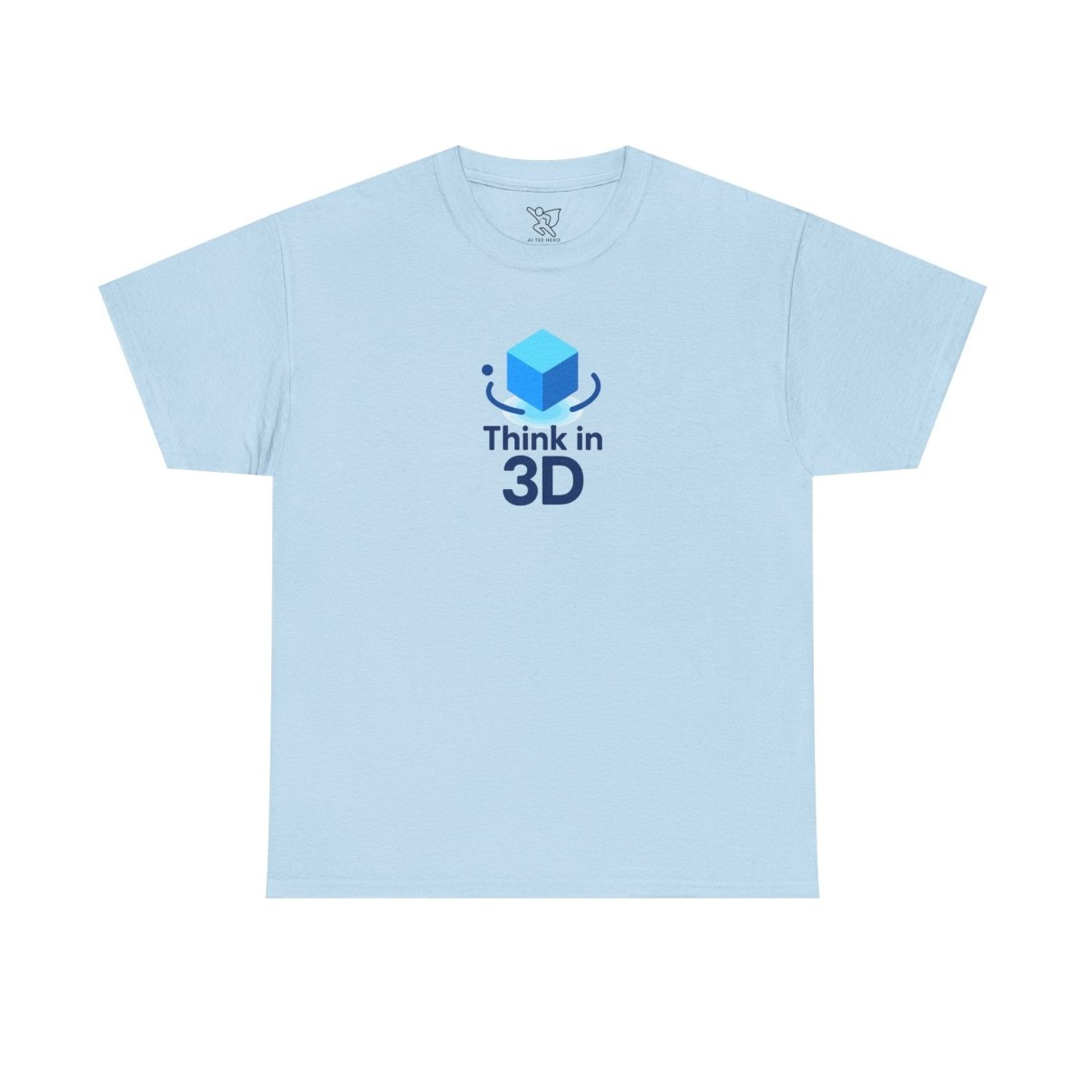 "Think in 3D" Graphic Cotton Tee, Fun T-Shirt Gift, Educational Apparel, Unisex Casual Wear, Creative Gift Idea CW - 2 Blue - AI Tee Hero