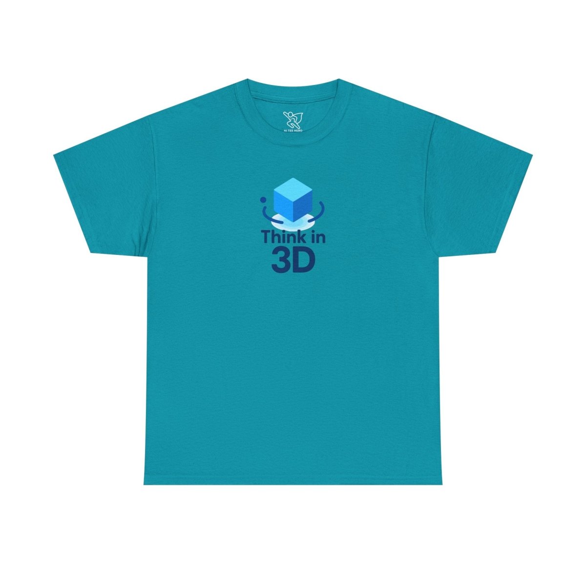 "Think in 3D" Graphic Cotton Tee, Fun T-Shirt Gift, Educational Apparel, Unisex Casual Wear, Creative Gift Idea CW - 2 Blue - AI Tee Hero