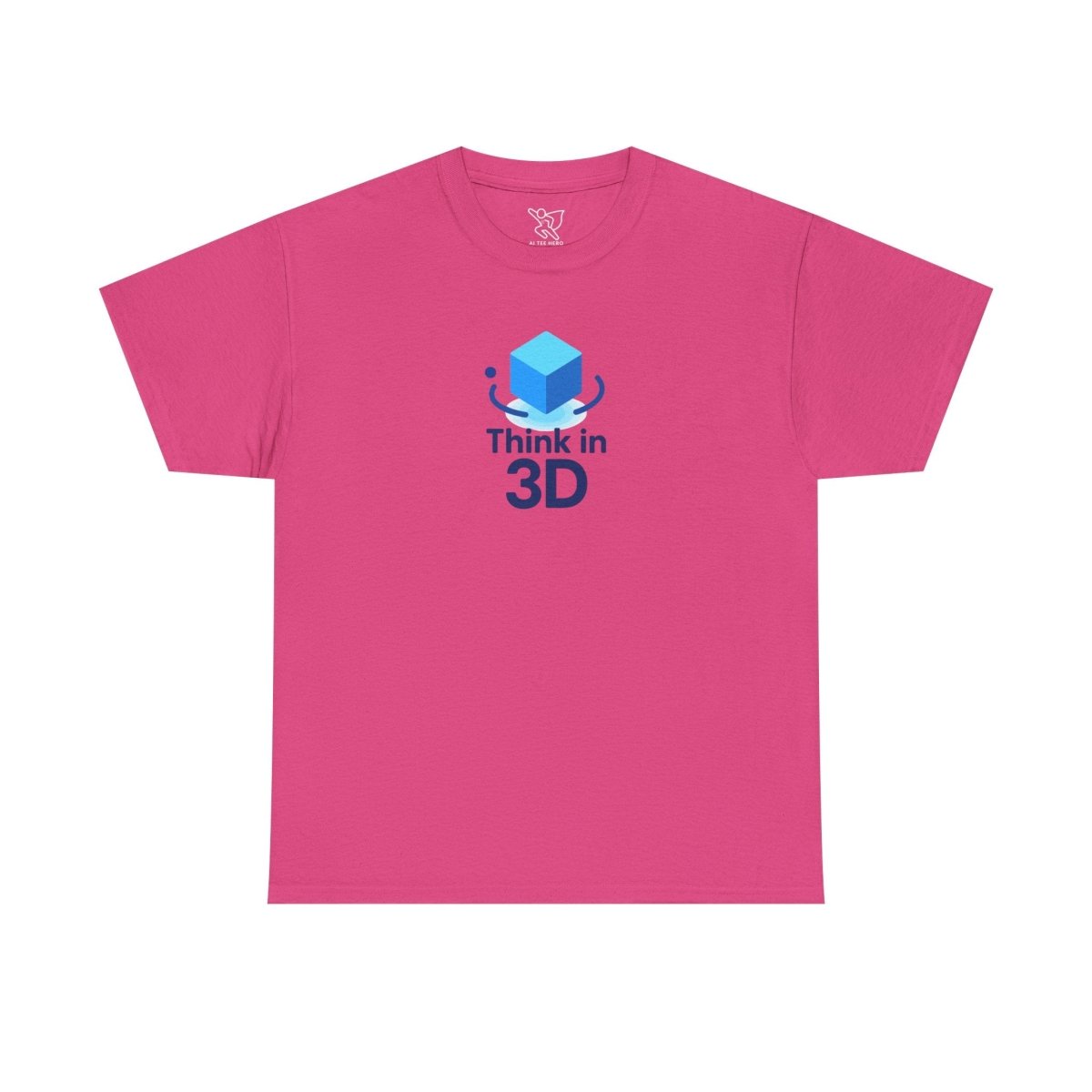 "Think in 3D" Graphic Cotton Tee, Fun T-Shirt Gift, Educational Apparel, Unisex Casual Wear, Creative Gift Idea CW - 2 Blue - AI Tee Hero