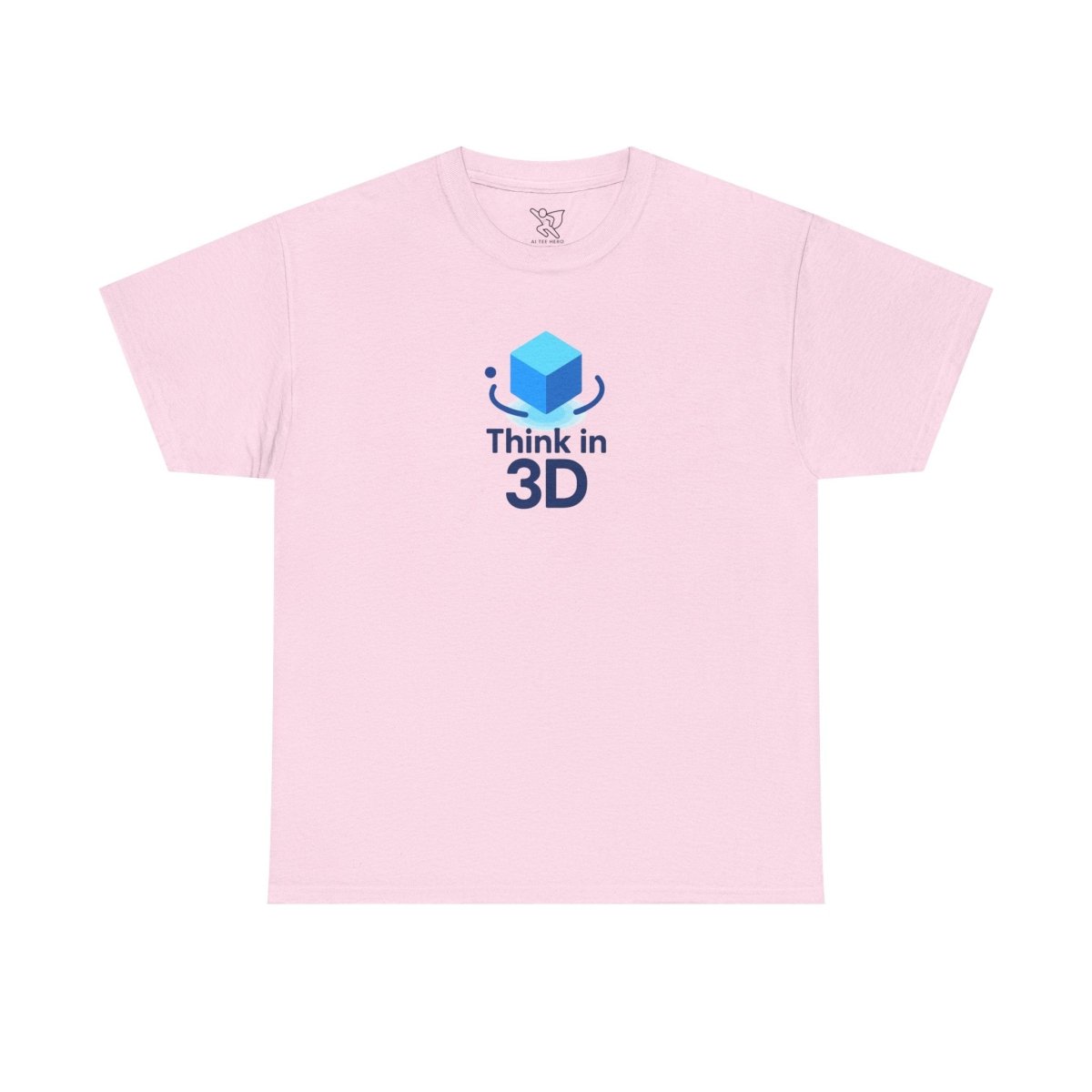 "Think in 3D" Graphic Cotton Tee, Fun T-Shirt Gift, Educational Apparel, Unisex Casual Wear, Creative Gift Idea CW - 2 Blue - AI Tee Hero
