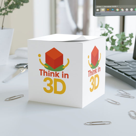 "Think in 3D" Note Cube - Creative Notepad, Classroom Supplies, Desk Organizer, Gift for Students, Business Notes, Office Essentials - AI Tee Hero