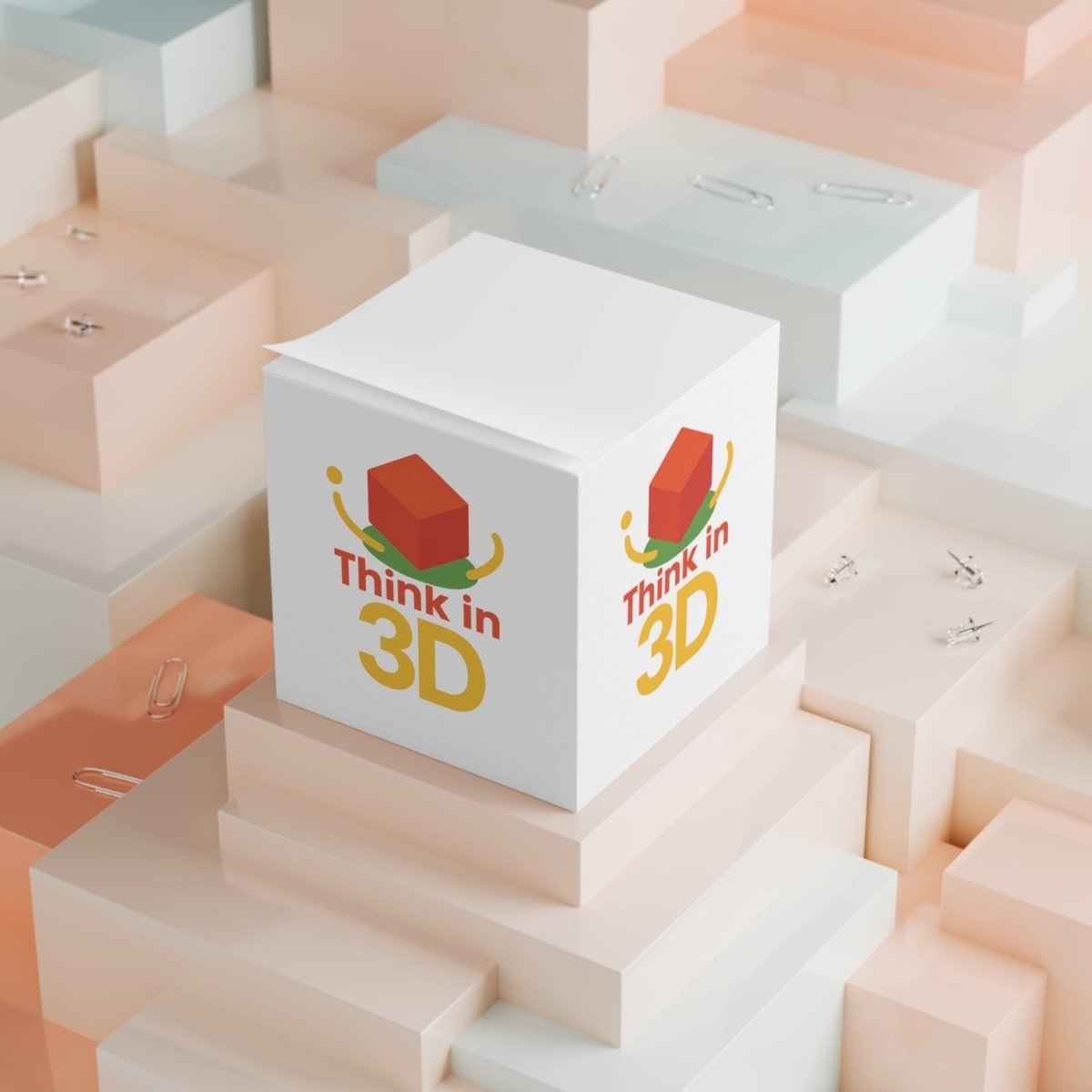 "Think in 3D" Note Cube - Creative Notepad, Classroom Supplies, Desk Organizer, Gift for Students, Business Notes, Office Essentials - AI Tee Hero