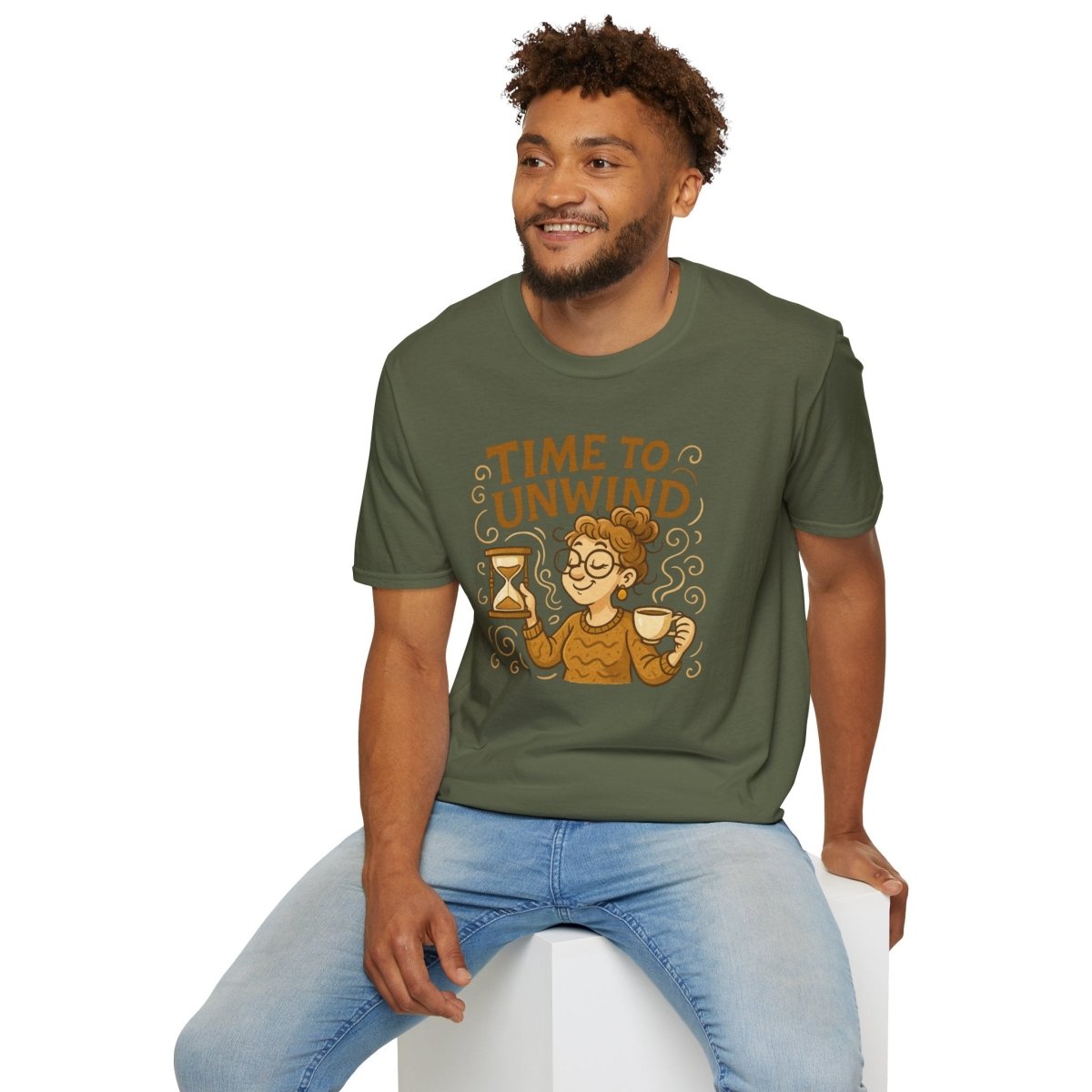 "Time to Unwind Shirt" Unisex Relaxation T-Shirt, Gift for Stress Relief, Casual Wear, Relaxing Day Tees, Self - Care Clothing - MINDSet Collection - AI Tee Hero