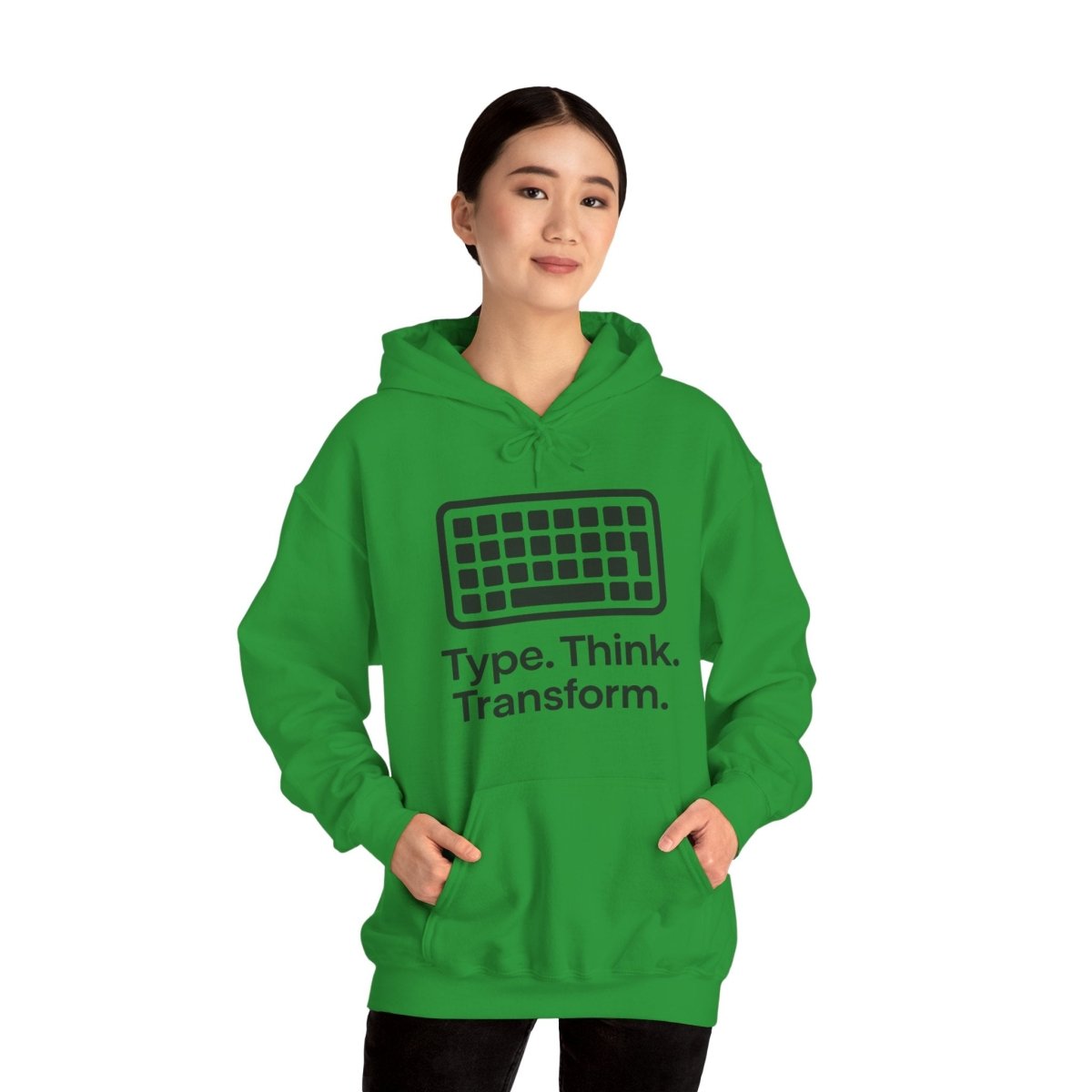 "Type. Think. Transform." Hoodie, Cozy Unisex Sweatshirt, Inspirational Hoodie Gift, Perfect for Writers and Students, Everyday Wear - AI Tee Hero
