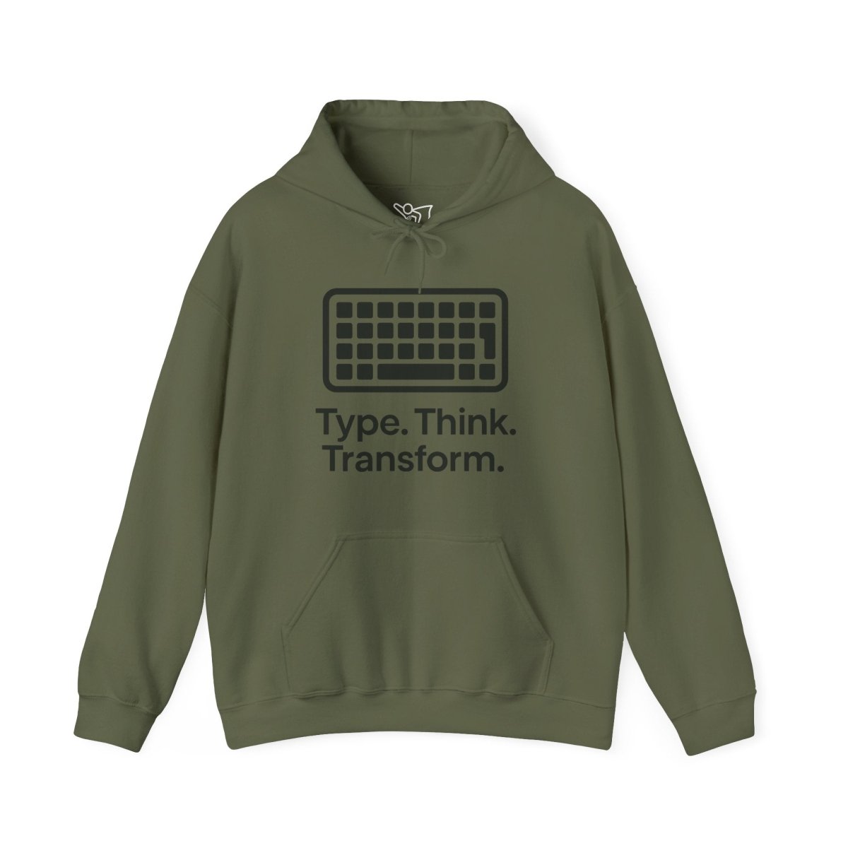 "Type. Think. Transform." Hoodie, Cozy Unisex Sweatshirt, Inspirational Hoodie Gift, Perfect for Writers and Students, Everyday Wear - AI Tee Hero