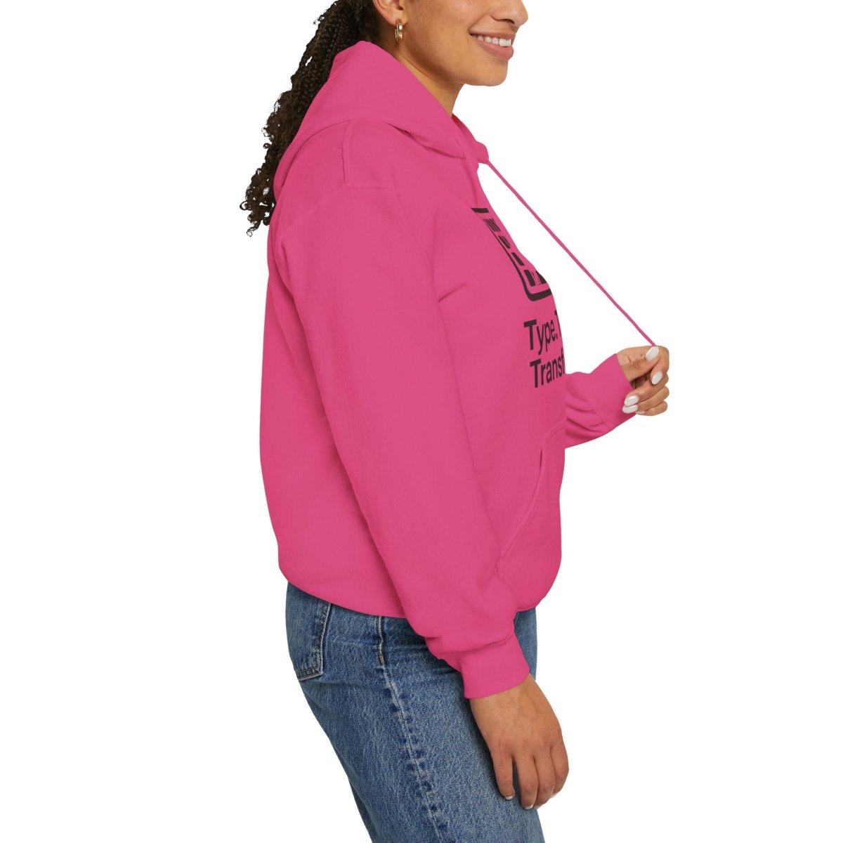 "Type. Think. Transform." Hoodie, Cozy Unisex Sweatshirt, Inspirational Hoodie Gift, Perfect for Writers and Students, Everyday Wear - AI Tee Hero