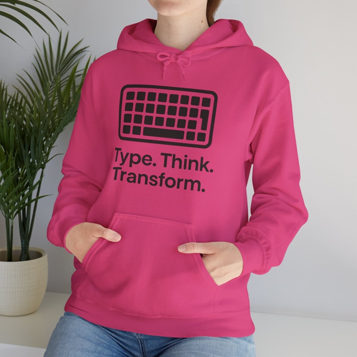 "Type. Think. Transform." Hoodie, Cozy Unisex Sweatshirt, Inspirational Hoodie Gift, Perfect for Writers and Students, Everyday Wear - AI Tee Hero