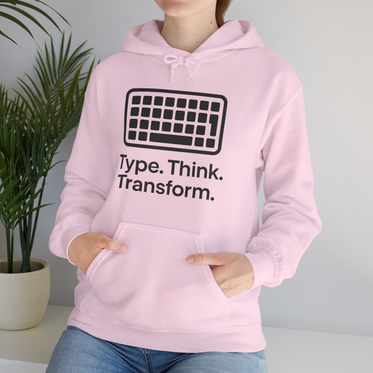 "Type. Think. Transform." Hoodie, Cozy Unisex Sweatshirt, Inspirational Hoodie Gift, Perfect for Writers and Students, Everyday Wear - AI Tee Hero