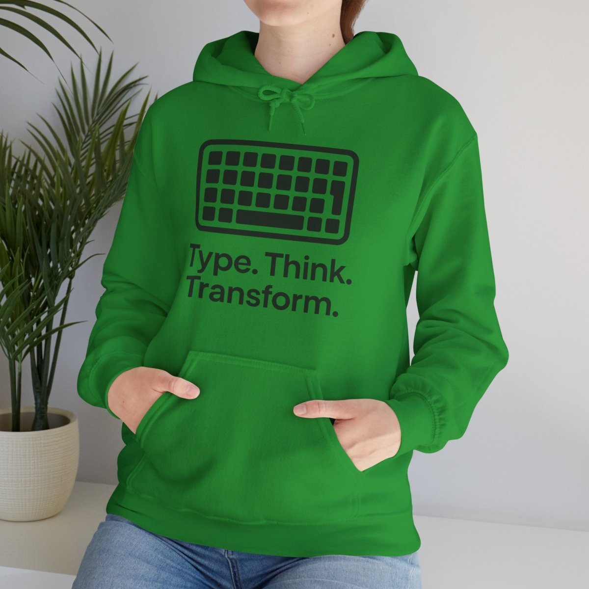 "Type. Think. Transform." Hoodie, Cozy Unisex Sweatshirt, Inspirational Hoodie Gift, Perfect for Writers and Students, Everyday Wear - AI Tee Hero