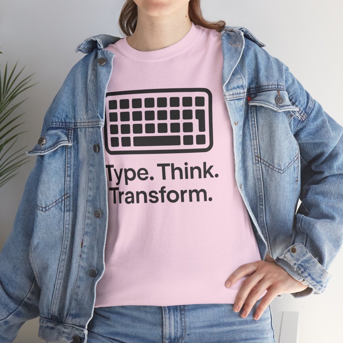 "Type. Think Transform." Inspirational Cotton Tee, Gift for Writers, Creative Minds, Motivational Apparel - AI Tee Hero