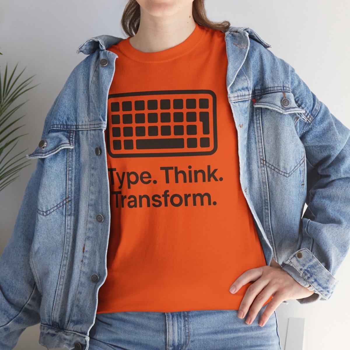 "Type. Think Transform." Inspirational Cotton Tee, Gift for Writers, Creative Minds, Motivational Apparel - AI Tee Hero