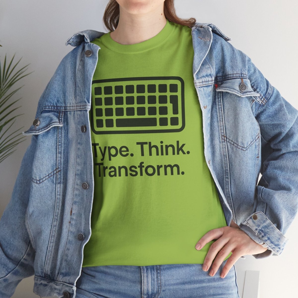 "Type. Think Transform." Inspirational Cotton Tee, Gift for Writers, Creative Minds, Motivational Apparel - AI Tee Hero